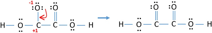 convert lone pairs to bonds to reduce charges step 2 - H2C2O4 lewis structure